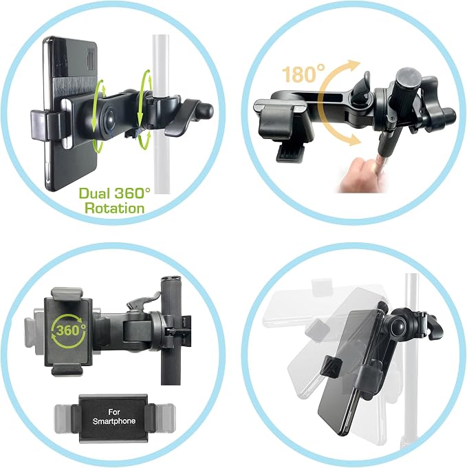Accessory Basics Music Boom Mic Microphone Stand Smartphone Mount w/360° Swivel Adjust Holder for All Smartphones up to 3.75 inches Wide (Zoom Video Compatible) - Image 4