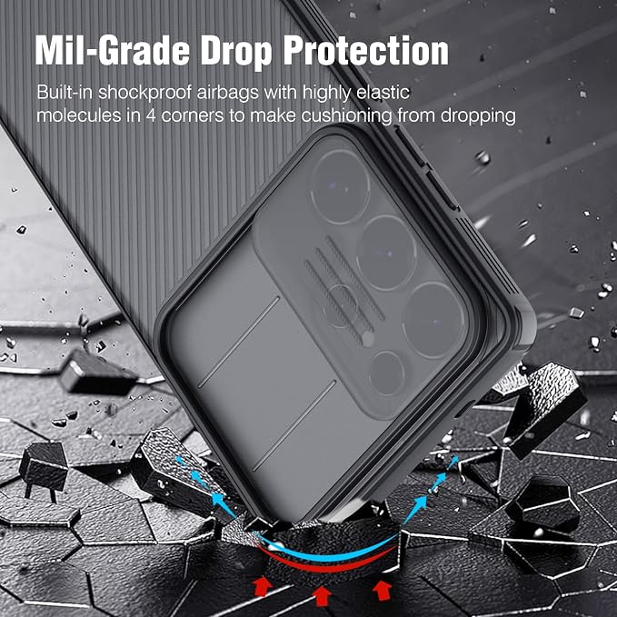 Nillkin for Samsung Galaxy S25 Ultra Case with Camera Cover, [Lens Protection] Mil-Grade Shockproof Protective Bumper Hard Cover Slim Phone Case for Galaxy S25 Ultra Cases 6.9'' Clear Black - Image 3