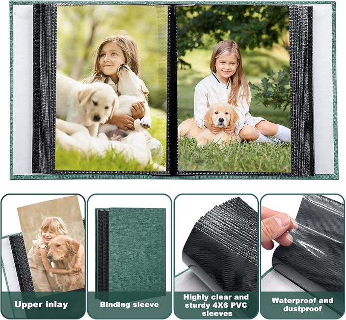Photo Album 4x6 100 Pockets for Wedding Gifts,Linen Hardcover Picture Albums for Family Anniversary Baby Vacation Pictures - Image 6