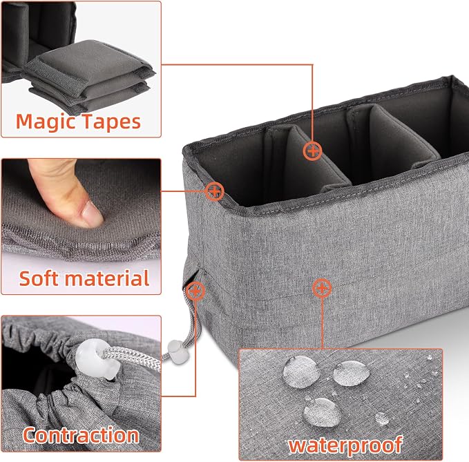 Koolertron Waterproof DSLR Camera Bag with Removable Insert, Adjustable Compartments, Fits in Camera Bags - Protective Case for DSLR/SLR Cameras & Accessories - Image 4