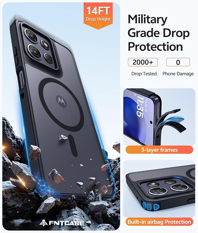 FNTCASE for Motorola Moto G Power 2026/2025 Case, Screen Protector, Black | Translucent Matte Magnetic Back, 14FT Military Grade Drop Protection, Shockproof Protective Phone Cover - Image 6