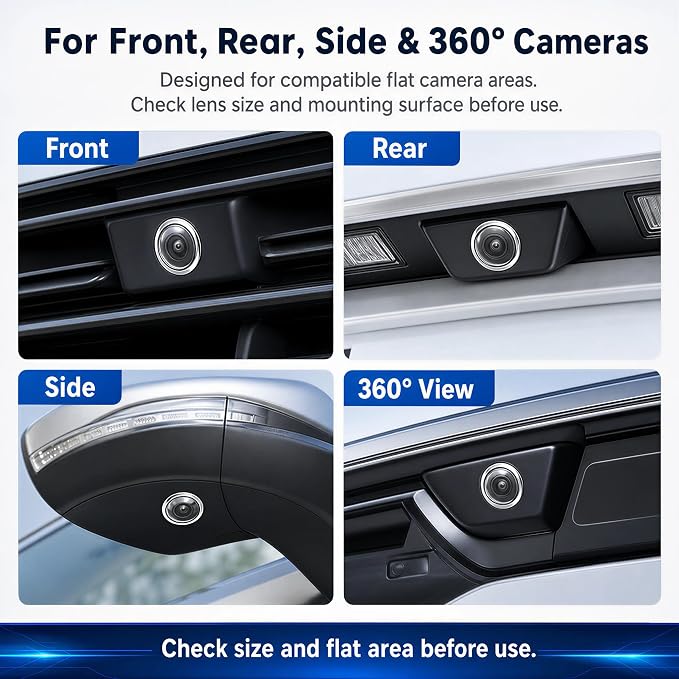 2Pcs Car Camera Lens Protector, Clear Backup Camera Cover and Lens Guard | For compatible front, rear, side and 360-degree cameras; helps shield exposed lenses from rain spots, dust, grit and scrapes - Image 4