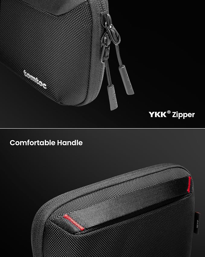 tomtoc Travel Cable Organizer Pouch, Electronics Accessories Organizer Portable Waterproof Double Accessories Carry Case for Cord, Charger, Cables, USB Drive, Black - Image 6