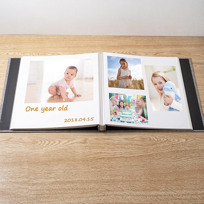 Large Photo Album Self Adhesive Scrapbook Album for 4×6 8×10 Pictures DIY Magnetic Linen Cover Album 40 Pages for Family Wedding Gifts with Metal Pen and Plastic Board - Image 3