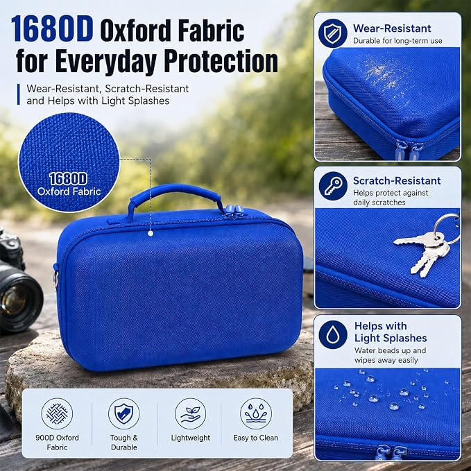 Camera Case for Canon EOS Rebel T7/R50/R100/for Sony a7iv/Mirrorless | EVA hard shell, Oxford fabric, 4 adjustable dividers and 3 mesh pockets for camera travel and home storage-Blue (Case Only) - Image 9