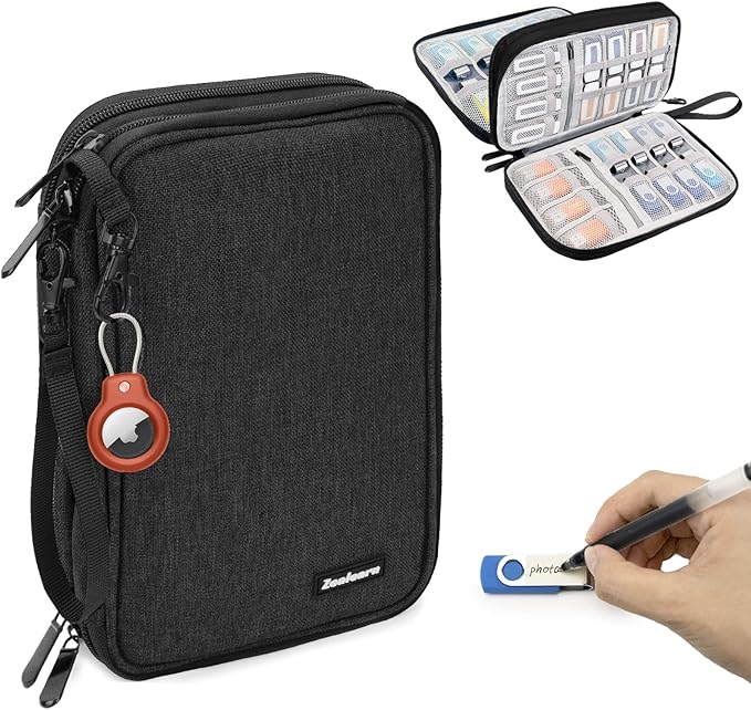 Flash Drive Case, Thumb Drive Holder, USB Case Organizer,for SanDisk/SamData/Samsung USB Flash Drives Jump Drive Memory Stick, SD Card, Black (Black 48 Slots) by Zealearn