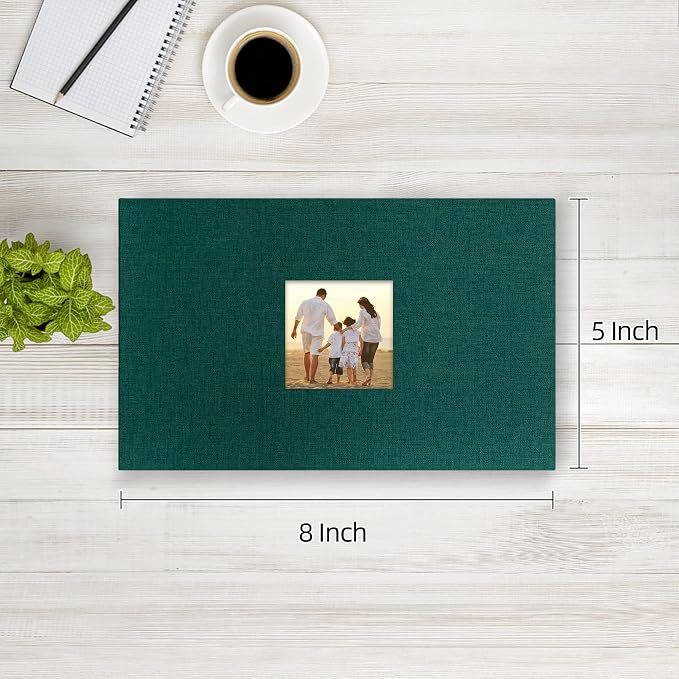 potricher Photo Album 4x6 Pictures, 100 Pockets, Linen Cover, Dark Green | Linen Cover, Front Window, Large Capacity 4x6 Picture Albums, Photo Book for Family, Wedding, Anniversary, Baby, Keepsake - Image 2