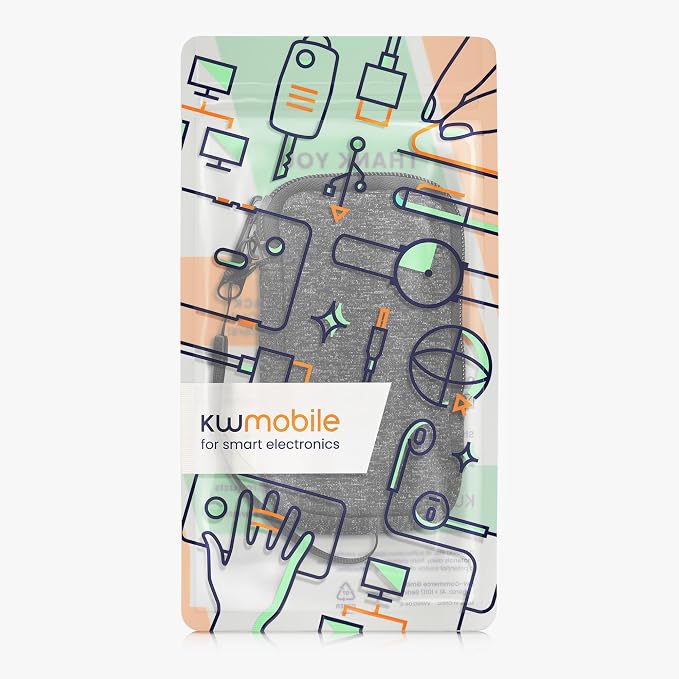 kwmobile Universal Phone Pouch Size XS - 3,5/4" - Neoprene Smartphone Pouch with Zip - Water-Repellent Mobile Phone Case - Sleeve in Anthracite/White - Image 7