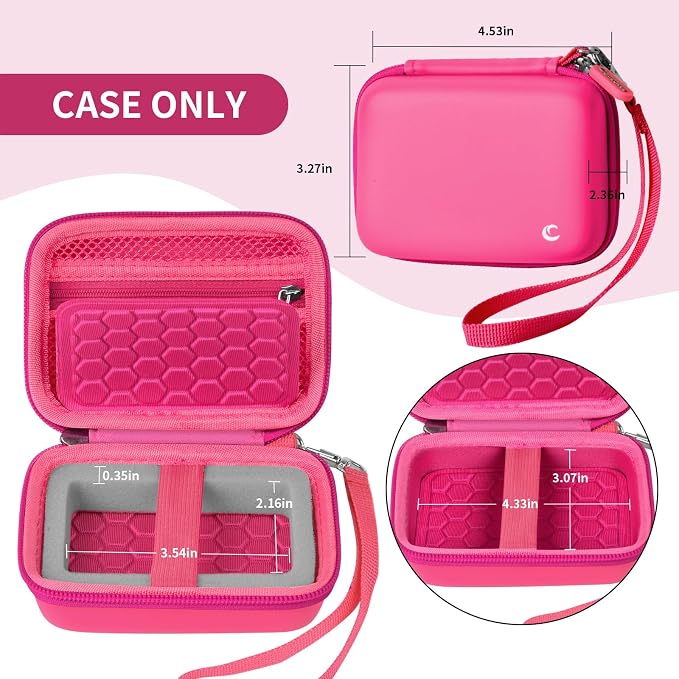 Comecase Digital Camera Case for Kodak PIXPRO FZ45 FZ55, Bright Pink | Fits Cameras up to 4.33 x 3.07 x 2.3 in, Pre-Cut Foam, Elastic Strap&Hand Strap, Mesh Pocket for Accessories, Case Only - Image 5