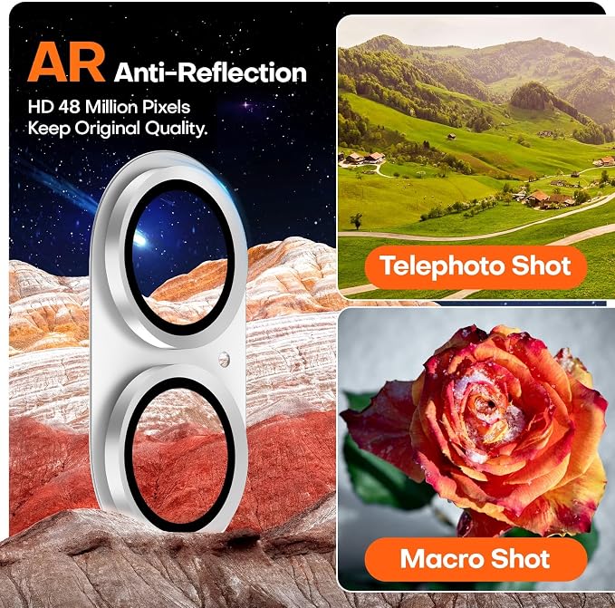 for iPhone 16/16 Plus/iPhone 17 Camera Lens Protector- White | Aluminum Alloy, Tempered Glass Camera Cover, Nano Reinforced Adhesive, Accessories, Anti-Drop, Anti-Scratch, Case Friendly - Image 4
