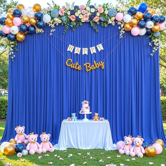 Royal Blue Backdrop Curtain for Parties Wrinkle Free Blue Photo Curtains Backdrop Drapes Fabric Decoration for Wedding Birthday Party Baby Shower 5ft x 8ft,2 Panels - Image 3