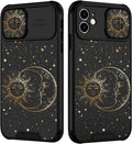 (2in1 for iPhone 11 Case Sun Moon Stars for Women Cute Space Phone Cover Fashion Golden Star Print Design with Slide Camera Cover Protective Case for iPhone 11 6.1'' by Goocrux