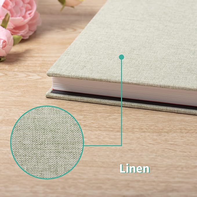 Photo Album Self Adhesive 3x5 4x6 5x7 6x8 8x10 8.5x11 11x10.6 Magnetic Scrapbook Album DIY Length 11x10.6 Inch 40 Pages Linen Cover DIY Photo Album with A Metallic Pen and DIY Accessories(Grass Green) - Image 5