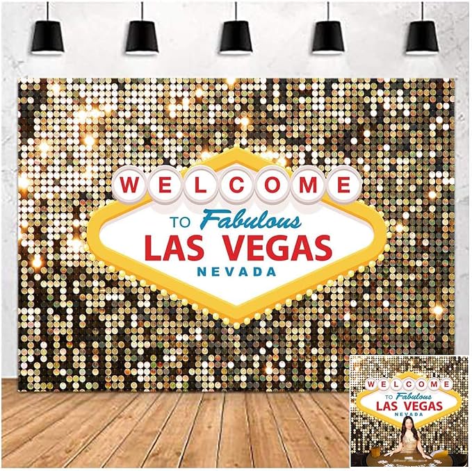 Welcome to Las Vegas Party Photography Backdrops 7x5ft Fabulous Casino Poker Movie Themed Photo Background Vintage Costume Dress-up Birthday Prom Ceremony Baby Shower Banner Supplies Props Vinyl by Fanghui