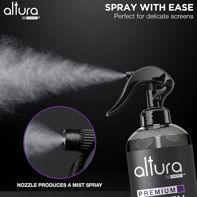 Altura Photo TV Screen Cleaner Spray & Wipe Kit for Smart TV LCD OLED, 16oz | Includes Cleaner, 2 Micofiber Cleaning Cloths, Great for Computers, Monitors, LED, Touchscreens, Laptops, Electronics - Image 5