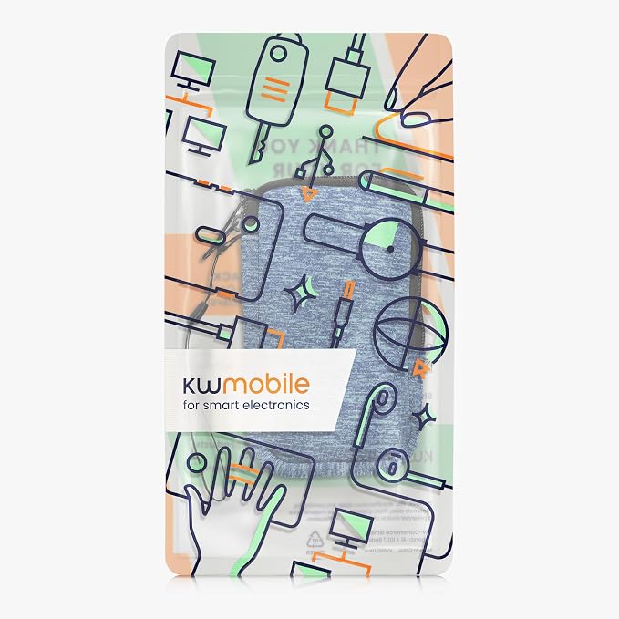 kwmobile Universal Phone Pouch Size M - 5.5" - Neoprene Smartphone Pouch with Zip - Water-Repellent Mobile Phone Case - Sleeve in Ocean Blue/Light Blue - Image 7