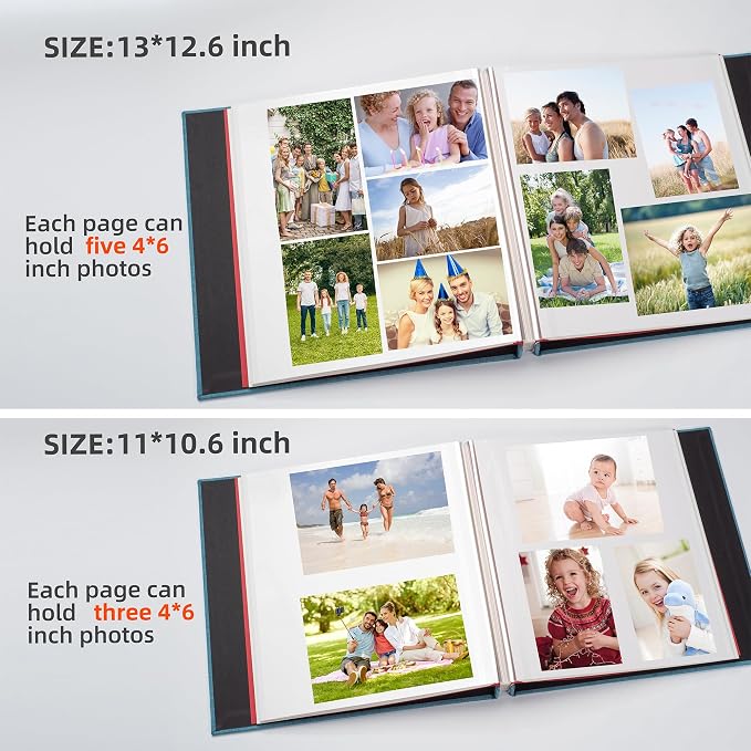 HoneyTolly Large Photo Album, Sky Blue, 13"x12.6" 40Pages, Linen Cover, Acid-free, Self-adhesive, Ideal Gift - Image 5