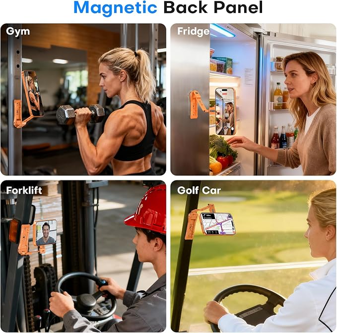 OMOTON TP03 [Ultra-Slim] 360° Rotating for MagSafe Tripod with Hook, Orange | Magnetic Phone Tripod for iPhone 17/16 Pro Max Air, Fold Cell Phone Stand with 1/4" Screw, Fits Vlog, Travel, Gym, Women Men - Image 5