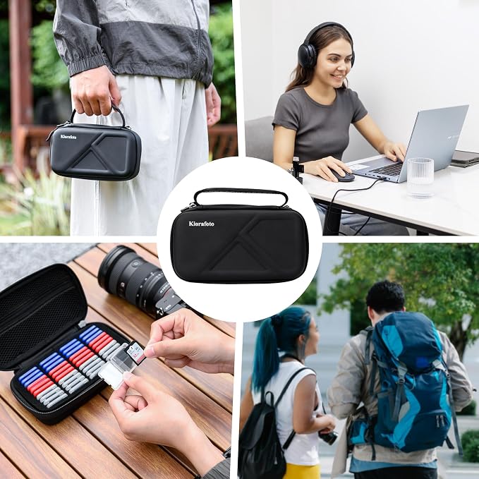 EVA PU SD Card Case with 40 PCS Individual Plastic Memory Card Holder for 40 SD SDXC SDHC Cards,Dual Protect Water-Resistant Anti-Shock SD Card Carrying Case Organizer with Handle & Labels - Image 8