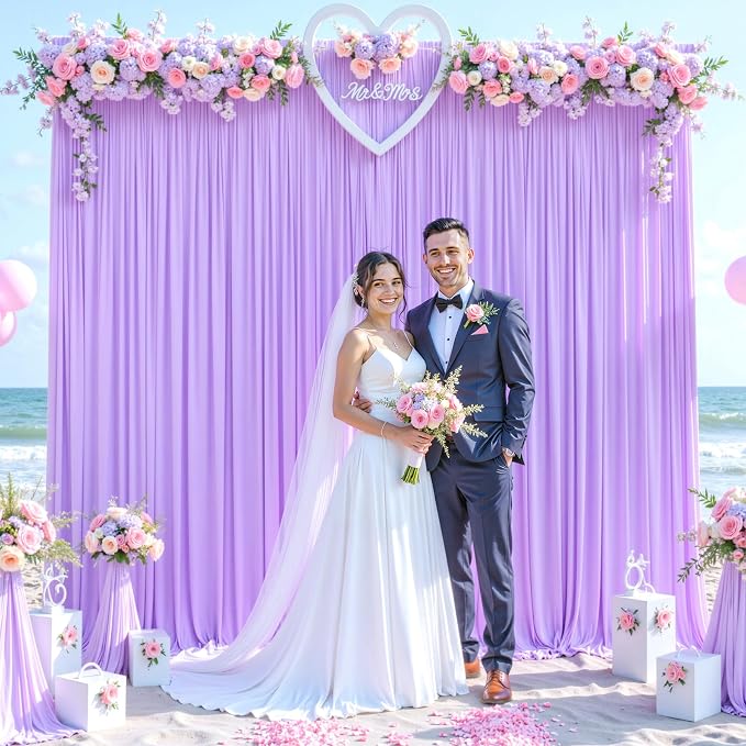 6 Panels Lavender Backdrop Curtain for Parties Wedding Wrinkle Free Light Purple Photo Curtains Backdrop Drapes Fabric Decoration for Baby Shower Photoshoot 30ft(W) x 10ft(H) - Image 8