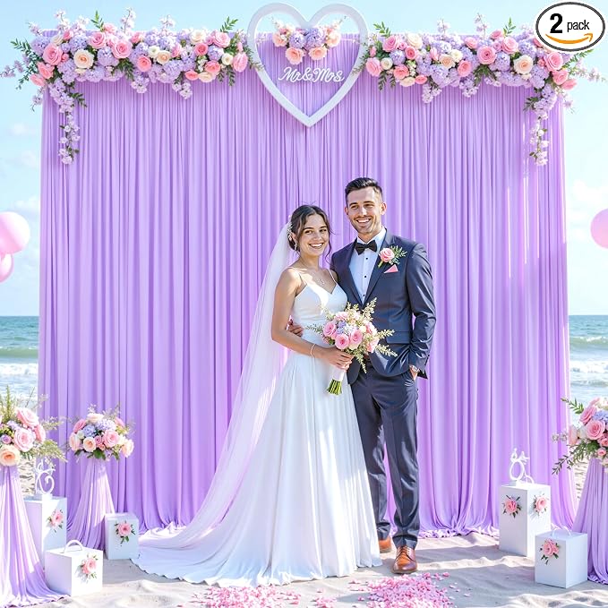 10x10 Lavender Backdrop Curtain for Parties Wedding Wrinkle Free Light Purple Photo Curtains Backdrop Drapes Fabric Decoration for Baby Shower Photoshoot 5ft x 10ft,2 Panels by Tao-GePartyDecorations