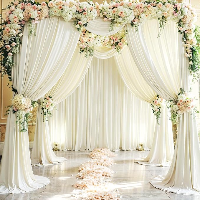 8 Panels Ivory Backdrop Curtains for Wedding Party Wrinkle Free Backdrops Curtain Drapes Fabric Decorations Photo Back Drop Cloth for Baby Shower Photography Stage Reception 40ft(W) x 12ft(H) - Image 4