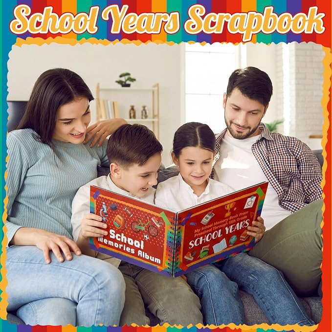 Motipuns School Memory Book Photo Album for Kids, Horizontal Style | School Years Keepsake Book Album Scrapbook from Preschool Through 12th Grade with 14 Pocket for Storage Portfolio Pictures - Image 6