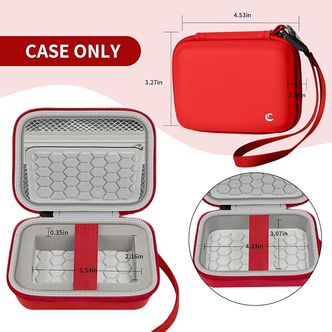 Comecase Digital Camera Case for Kodak PIXPRO FZ45 FZ55 for Travel, Red | Fits Cameras up to 4.33 x 3.07 x 2.3 in, Pre-Cut Foam, Elastic Strap&Hand Strap, Mesh Pocket for Accessories, Case Only - Image 5