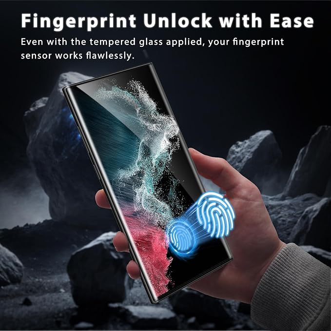 V-PORYADKU 3 Pack for Galaxy S22 Ultra Screen Protector | 9H Tempered Glass, Anti-Scratch, Fingerprint Unlock, HD Clear, Case Friendly - Image 2