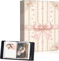 Small Photo Album 4x6, 60 Pockets Holds 120 Photos, Slip-in Pocket Photo Storage Book with Black Elastic Band for Family Wedding Baby Travel Pictures, Pink Lace Bow Rose by Unknown