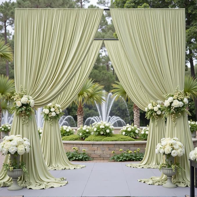 10 ft x 8 ft Wrinkle Free Light Green Backdrop Curtain for Parties, Light Green Polyester Photo Backdrop Drapes for Baby Shower Wedding Engagement Birthday Party Backdrop Stand,5ft x 8ft 2 Panels - Image 5