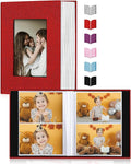 Photo Album 4x6,Linen Cover Slide-in Photo Album Book Can Holds 200 4x6 Photos with 50 Black Sheets for Baby Family Pictures Artwork or Postcards Storage (Red) by EJBLFEPremiumPhotoAlbums