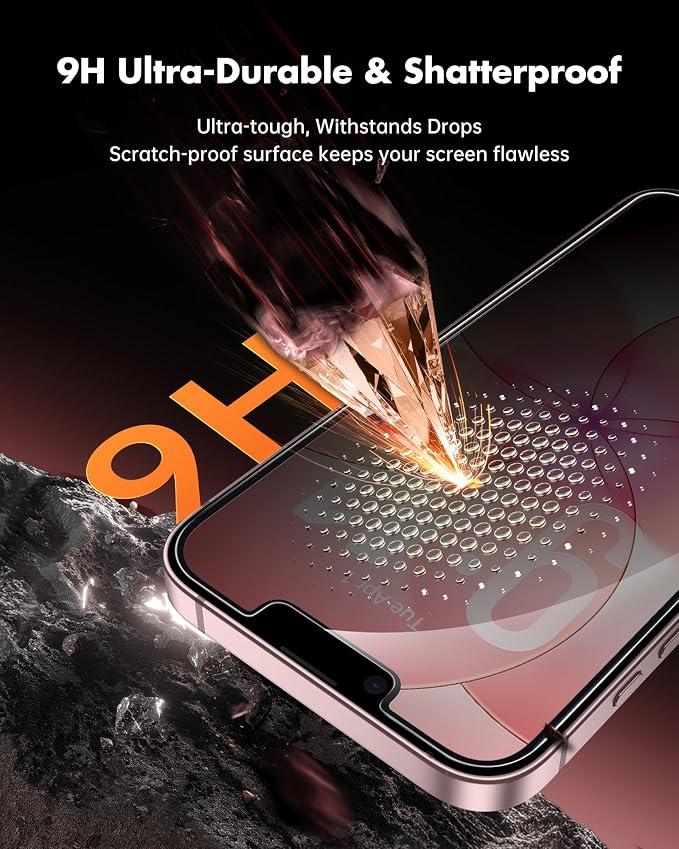 UNBREAKcable Privacy Screen Protector for iPhone 17e, 2-Pack | True 28° Anti-Spy, Shatterproof Tempered Glass, 9H Hardness, Easy Install, Bubble-Free, Anti-Scratch, Case Friendly - Image 4
