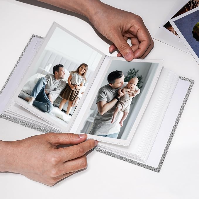Vienrose Small Photo Album 4x6 Slip-in Picture Album 50 Pages Holds 100 Photos, Portable Photo Book 4x6 for Wedding Family Baby Travel Grey | Portable Design Photo Book, Memory Book, Wedding Family Baby Travel, Easy To Carry - Image 5