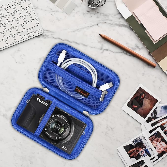 Canboc Camera Case for Canon PowerShot G7 X Mark III/ G7X Mark II, Blue | For SX740/ SX730/ G7X3 Carrying Point and Shoot Camera Bag, Zipper Mesh Pocket fits USB Cable, Batteries - Image 7