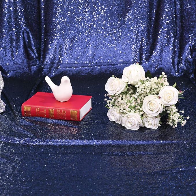 Poise3EHome 6FT x 8FT Navy Blue Sequin Photography Backdrop Curtain for Party Decoration, Navy Blue - Image 9