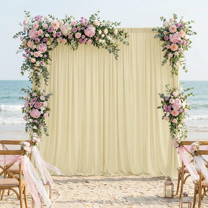 Beige Backdrop Curtain for Wedding Parties Backdrop Drapes 10x10FT | Wrinkle Free Polyester Curtain Backdrop Beige Draping Fabric for Backdrop Photoshoot Birthday Party Background,2 Panel 5x8FT - Image 5
