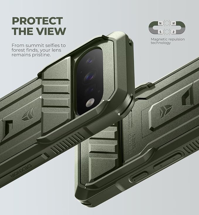 Dexnor for Google Pixel 11/11 Pro Case with Slide Camera Cover & 2 Front Frames & Built-in Screen Protector & Kickstand,Full-Body Shockproof Protective Cover Heavy-Duty Rugged Cases,Army Green(2026) - Image 3