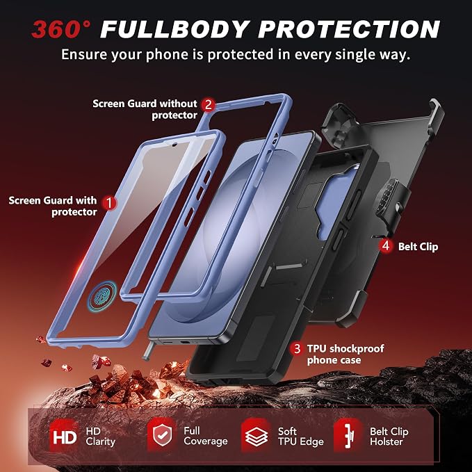 TONGATE Magnetic Stand for Samsung Galaxy S26 Ultra Case, Compatible with Magsafe, [Camera Cover & 2 Front Frames][Drop Protection] S26 Ultra Case Built-in Screen Protector & Belt Clip, Blue - Image 7