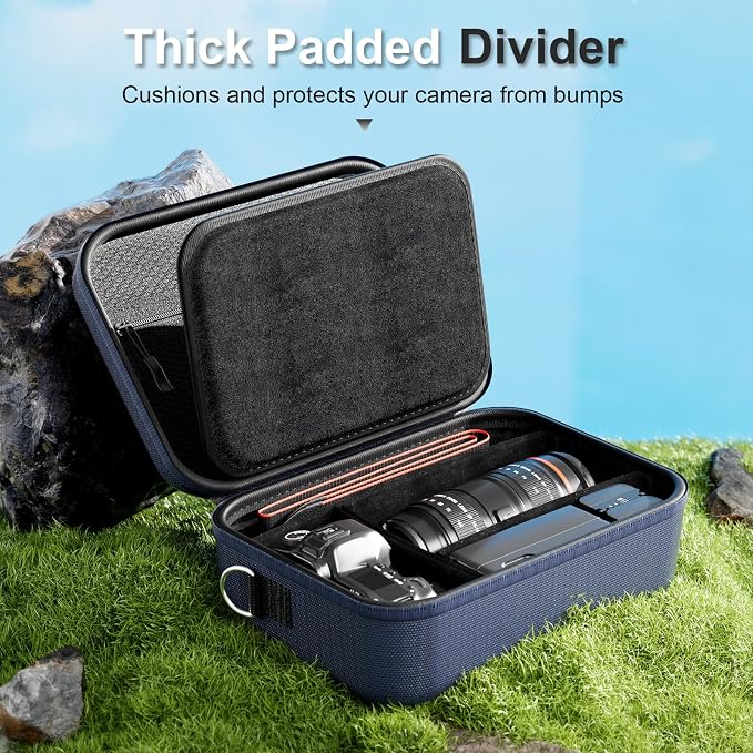 ProCase Hard Shell Camera Case for Canon Rebel T7 -Navy | Soft Padded Bag with 1 Shoulder Strap and 3 Adjustable Dividers for Digital Camera EOS R100/R50/DSLR/SLR/Nikon/Sony - Image 4