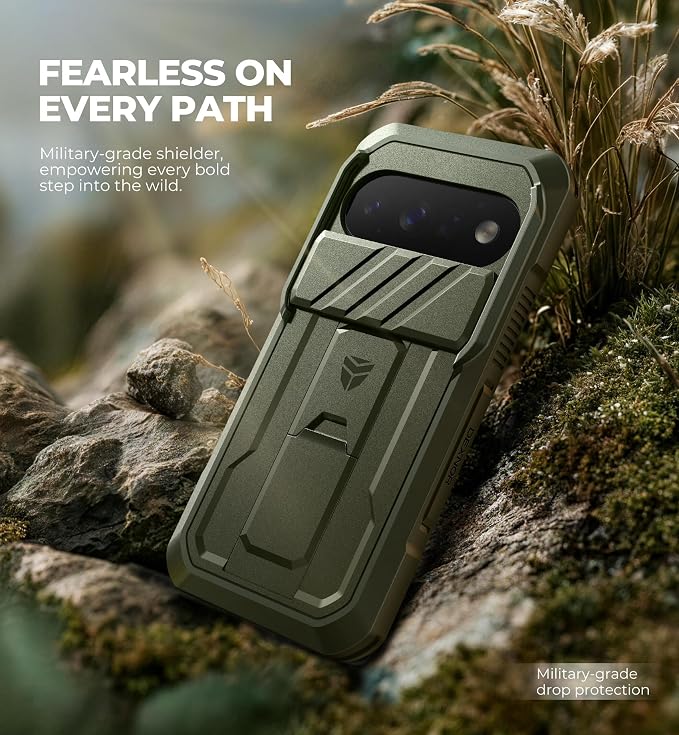 Dexnor for Google Pixel 11/11 Pro Case with Slide Camera Cover & 2 Front Frames & Built-in Screen Protector & Kickstand,Full-Body Shockproof Protective Cover Heavy-Duty Rugged Cases,Army Green(2026) - Image 6