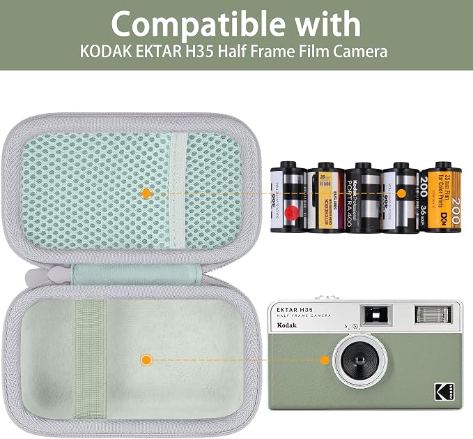 Camera Case for KODAK EKTAR H35/H35N/Snapic A1 Frame Film Camera | Protective Storage Box, Portable Carrying Box, Hard Protective Is Specifically Designed, Mesh Pocket, Sage Case - Image 3