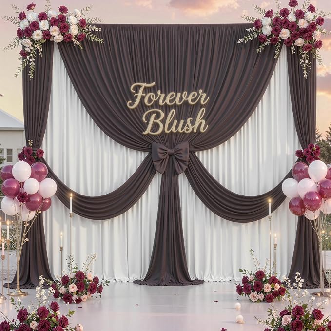 30 ft x 10 ft Wrinkle Free Brown Backdrop Curtain for Parties, Wedding Brown Photo Backdrop Drapes, Fabric 6 Panels 5ft x 10ft for Baby Shower Photoshoot Engagement Birthday Photography Background - Image 9