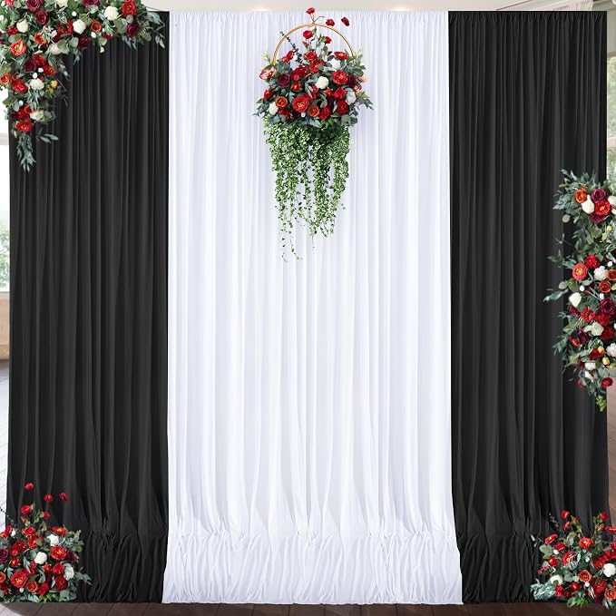 10x12 White Backdrop Curtains for Wedding Party Wrinkle Free Backdrops Curtain Drapes Fabric Decorations Photo Back Drop Cloth for Baby Shower Photography Stage Reception 5ft x 12ft,2 Panels - Image 2