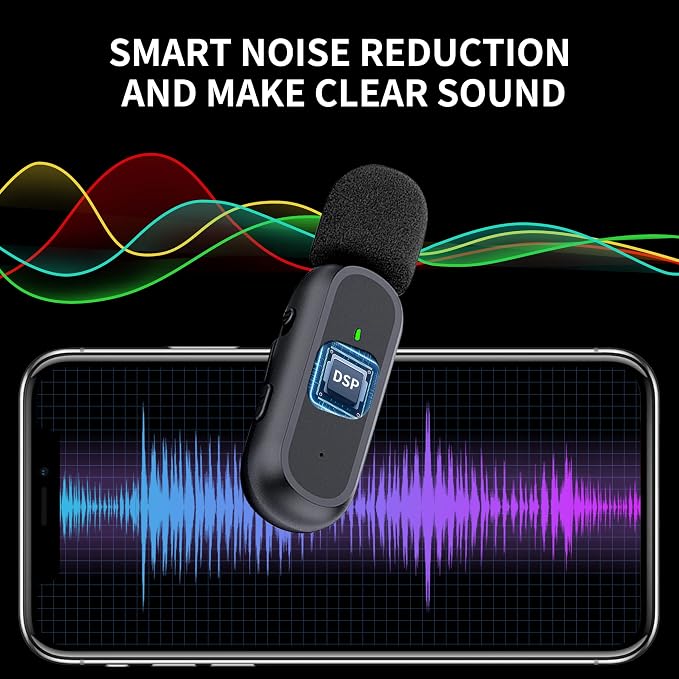 2 Pack Professional Wireless Lavalier Microphone for iPhone iPad Android with Charging Case Noise Reduction Plug-Play Clip on Lapel Mic for Video Recording Vlogging, YouTube, Interview, Live Streaming - Image 5