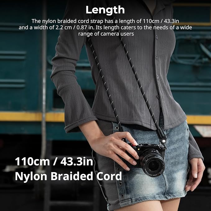 SMALLRIG Rope Camera Neck Shoulder Strap, Adjustable Braided Shoulder Strap with O-Ring and Leather Pad - Image 6