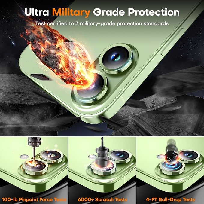 Camera Lens Protector for iPhone 17/16/16 Plus- Sage | 9H Tempered Glass, Metal Individual Camera Cover, Accessories, Anti-drop, Case Friendly, HD Clear, Anti-Scratch - Image 6
