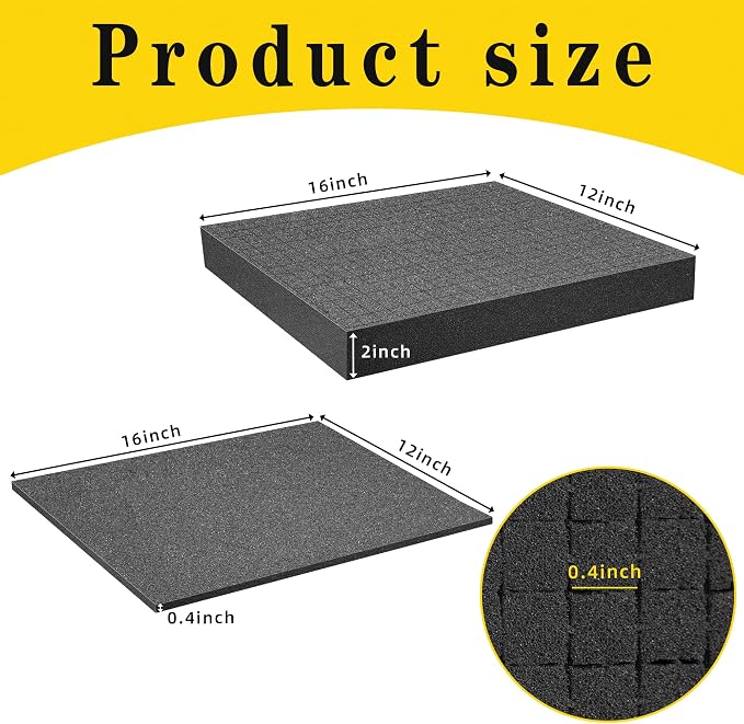 4 Pcs Pick Apart Foam Insert, 2 Size Pre Cube Sheet Foams with Bottom Use | 16 Inch Length Tool Box Foam, Elastic Packing Foams for Board Game Box Cases Storage Drawer - Image 2