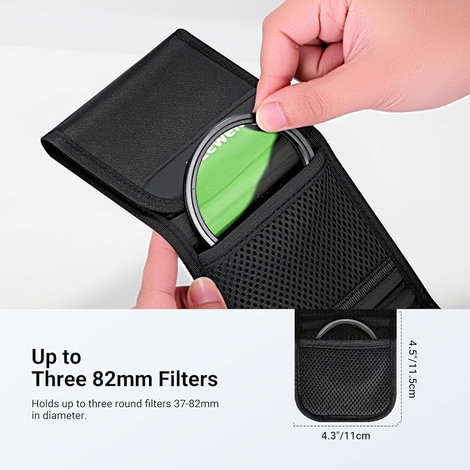 NEEWER 82mm Filter Case, Trifold Foldable Splash Resistant Protective Carry Pouch Storage Bag Accessories, Holds Up to Three 82mm Round Camera Lens Filters, PB15 - Image 3
