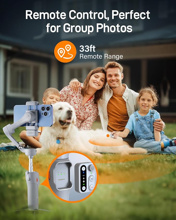 hohem iSteady X3 Gimbal Stabilizer with Remote, Fill Light & Tripod, Gray | Detachable Remote, iSteady 8.0 Anti-Shake, Tripod & Extendable Rod, Magnetic Fill Light, AI Tracking, Foldable 0.93lb Design - Image 4